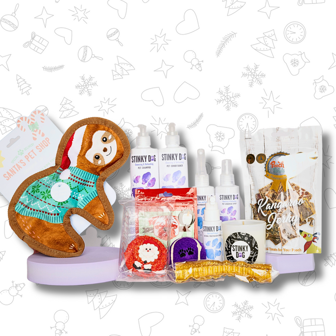CHRISTMAS GIFT PACK FOR DOGS - Santa Sloth (tough chewers)